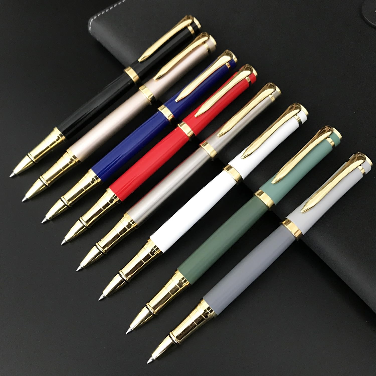 HSK Luxury Ballpoint Pens gift Pen Black Refill Line width 0.5mm,Best Ball Pen Gift Set for Men & Women Professional Executive,Office,Nice Pens Classy Gift Box (Gold)