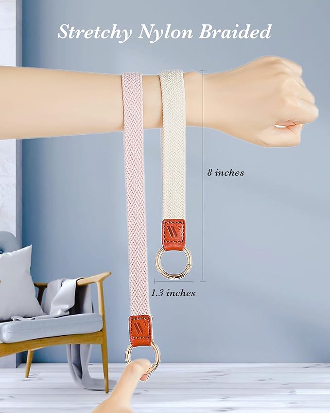 Wristlet Keychain for Women Stretchy Wrist Keychain Lanyard for Phone Case Wallet Id Card Badges (Fish - Smoke Violet)