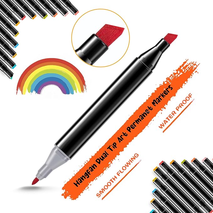 Alcohol Based Ink Art Markers, 120 Colors Broad&Fine Dual Tip Permanent Markers Pen Set for Professional Student Child Coloring Illustrations Sketch Drawing Painting Card Making (Black)