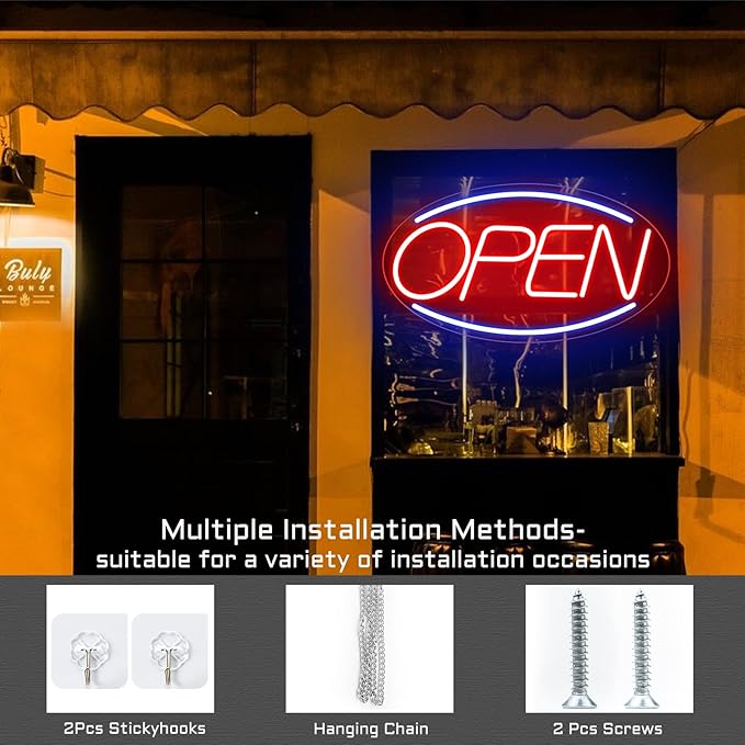 Open Signs for Business Ultra Bright 16 Inch Plug In Electric Light Up Open Sign with ON/OFF Switch for Business Storefront Window Glass Door Shop Store Florists Bar Salon Cafes Pub