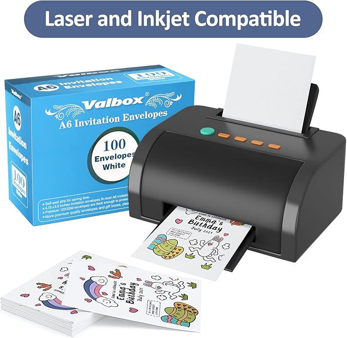 ValBox 100 Qty A6 Envelopes Self Seal 6.5 x 4.75" White Kraft Paper Invitation Envelopes for 4x6 Cards, Photos, Invitations, Weddings, Baby Shower, Birthday, Announcements, RSVP (A6)