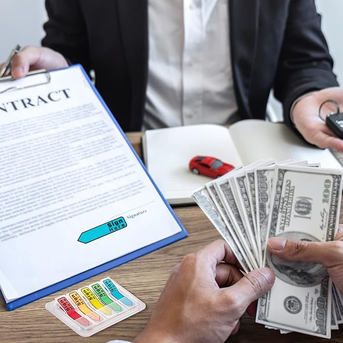 Teling 2000 Pcs/ 20 Packs Sign Here Sign Date Tabs Stickers Colored with Dispenser Arrow Flag Tabs with Dispenser Easy to Post for Notary Books Paper(Cute Style)