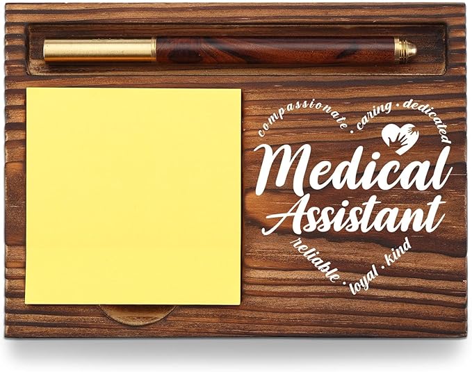Medical Assistant Sticky Note Holder Wooden, Thank You Gifts for Nurse Nursing Nurses MA Week Gift for Doctors Office Staff Appreciation, Healthcare Worker Self-Stick Note Pad Holders TZP34