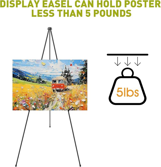 AROIC 63 "Easel Stand for Display, 10 Pack Portable Foldable Metal Easel, Easels for Signs Wedding Logos ,Arts, Painting,Adjustable Floor Easels with 10 Storage Bag