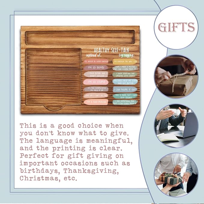 vizuzi Healthy Self-Talk Growth mindset Mental Health Sticky Note Holder, Therapy Office Decor, Gifts for Psychotherapy Therapist Counselor Office Decor CBT Self-Stick Note Pad Holders ZSS35