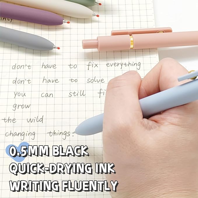 UIXJODO 12 Pcs Gel Pens 0.5mm Quick Dry Black Ink Pens Fine Point Smooth Writing Pens, Cute Office and School Supplies Gifts for Women Teacher Students (12 Pcs Morandi and Vintage Gold)