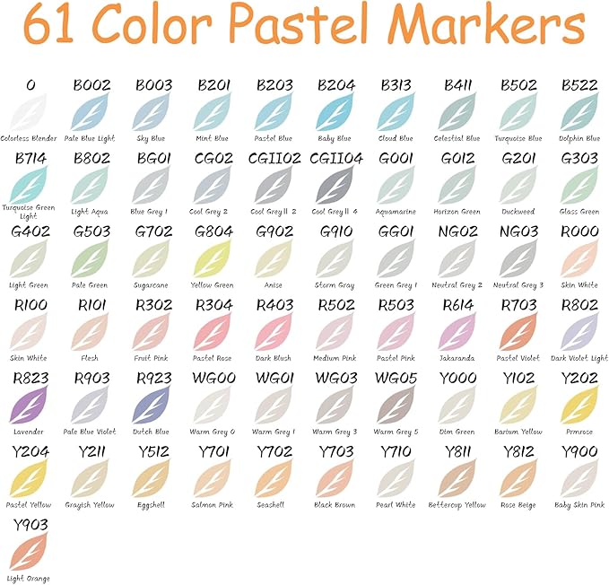 Caliart Pastel Markers, 61 Colors Dual Tip Alcohol Markers, Easter Basket Stuffers for Kids Teens Toddler, Sketch Pens Permanent Art Markers Set for Adult Book Eggs Decorations Gift Drawing Supplies