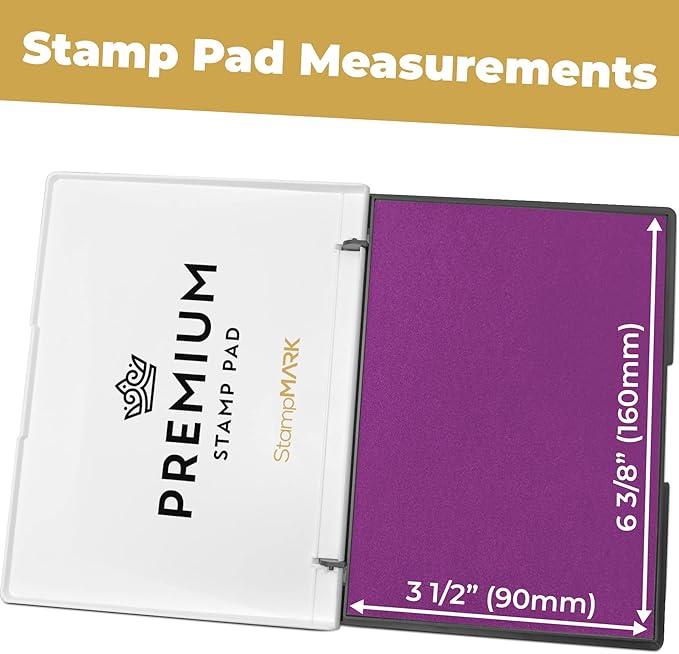 Premium Stamp Pad Large Size 3.5" x 6" - for Traditional Rubber Stamps - Felt Pad Magenta Purple Color
