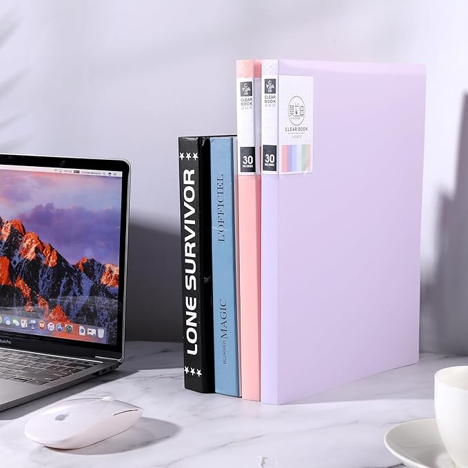 A4 Size Clear Sheet Protectors Displays Purple Art Portfolio Folder with 30 Pocket Binder with Plastic Sleeves 60 Pages Portfolio Presentation Folder for Artwork Document Certificate Letter