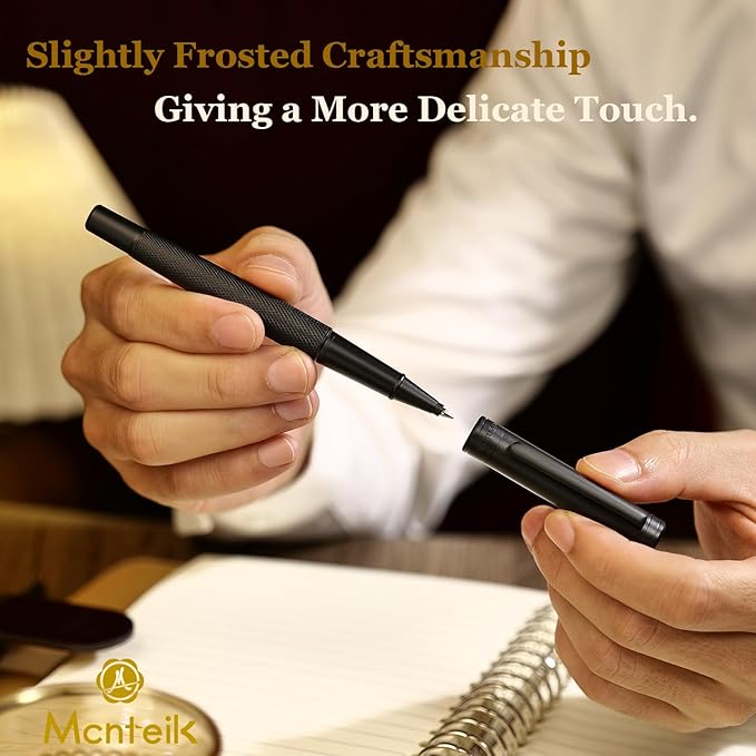 Matte Black Forest Rollerball Pen, Luxury Pen with Schmidt Black Ink Refill, Fancy Pen Gift Set for Men & Women, Business Signature, Executive, Office, Nice Fancy Designer Pens