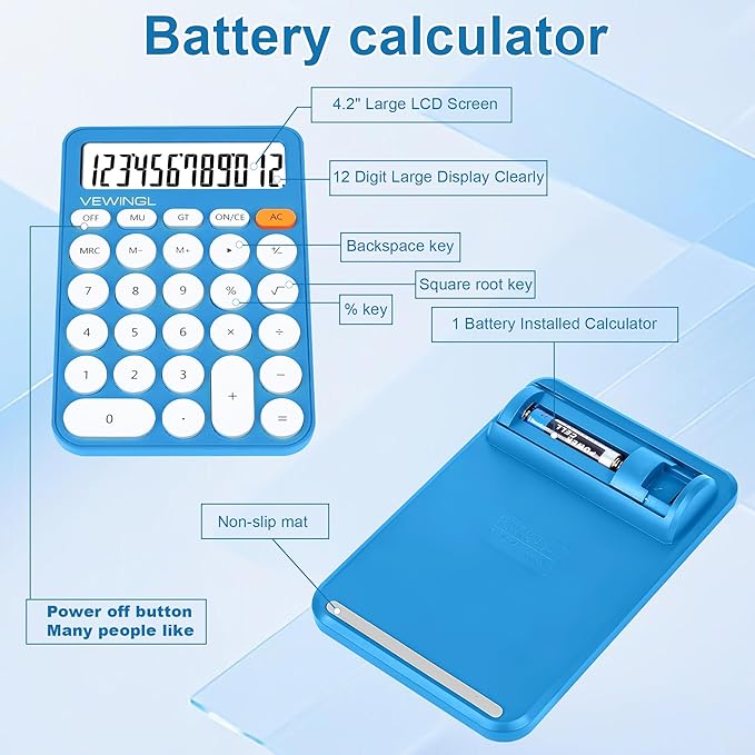 Standard Calculator 12 Digit,6.2 * 4.2in Desktop Large Display and Buttons,Calculator with Large LCD Display for Office,School, Home & Business Use,Automatic Sleep,15 °Tilt Screen