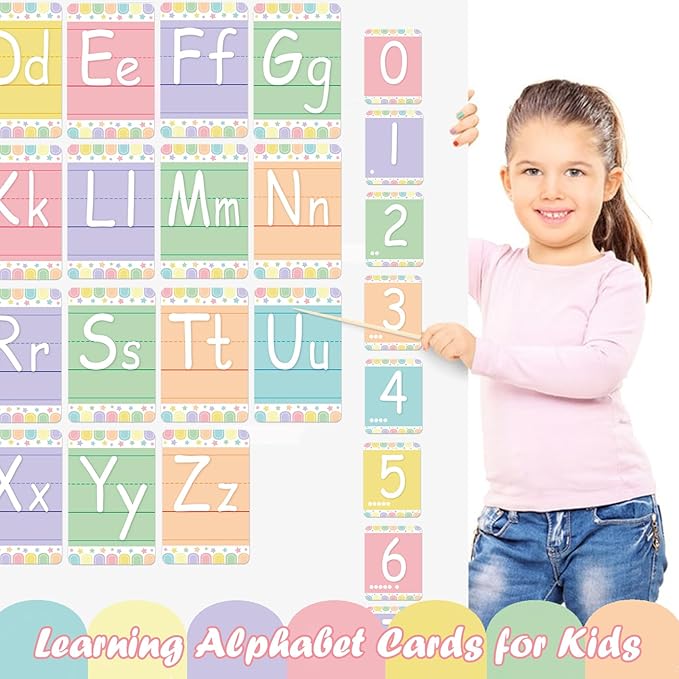 Bulletin Board Letters - ABC Alphabet Poster Classroom Decorating Set Toddler English Poster Kindergarten Elementary Classroom Nursery Home Wall Decoration（Soft Tones）