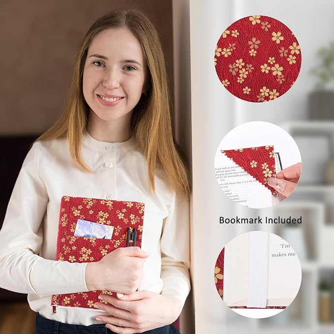 Book Covers with Corner Bookmark - Fabric Dust Jackets for Books - Book Protector for Book Lovers - Book Covers for for Paperbacks,Hardcover,Bibles - Soft Cover Book Sleeve for AA Books