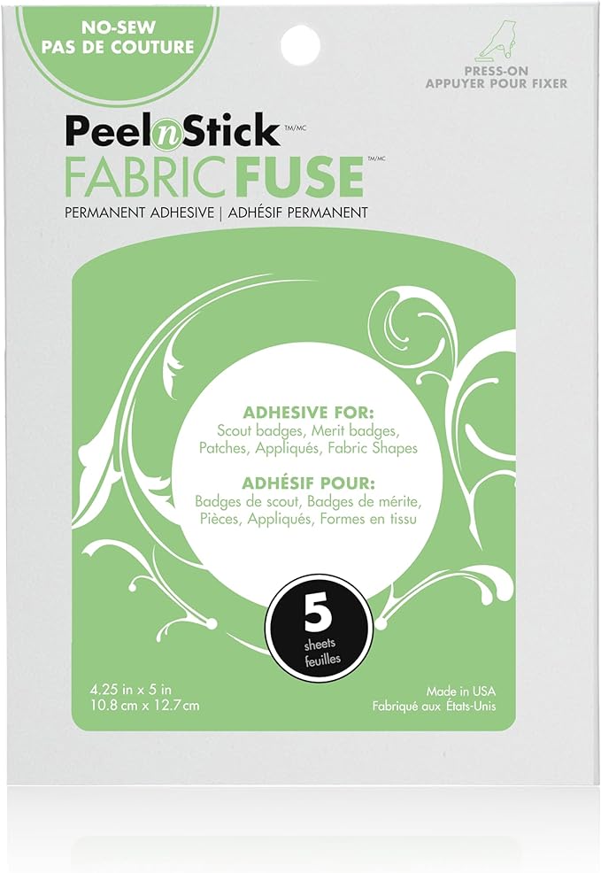 iCraft PeelnStick Badge, Patch and Applique Fabric Fuse Sheets, 5 Sheets, 4.25 Inches x 5 Inches