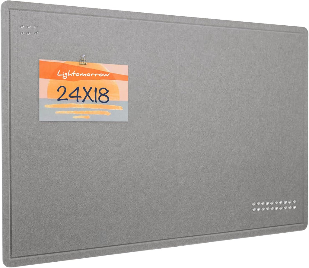 Bulletin Board, 24 x 18 inches Felt Board Decorative Pin Board, Cork Board Alternative for Wall, Foldable Photo Board Self-Adhesive Vision Board Mood Board with 20 Pushpins - Gray