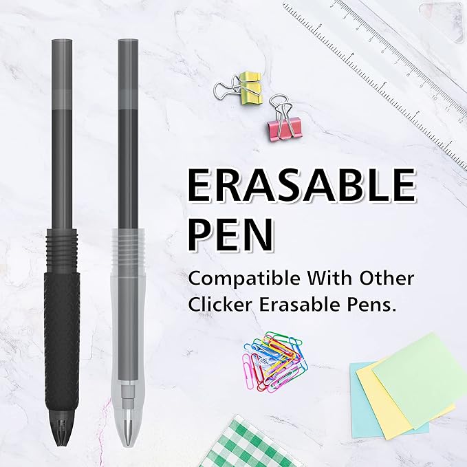Vanstek 12 Black Erasable Gel Pen Refills, Gel Ink Refills Compatible with FriXion & Friction Erasable Pens, Fine Point 0.7 mm, Perfect for Writing Planner & Crossword Puzzles
