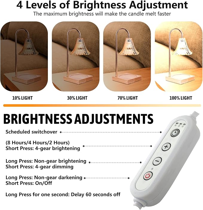 GEEZO Fragrance Candle Warmer Lamp，Electric Candle Warmer with Timer & Dimmer，Mom Christmas Birthday Gifts for Women, House Warming Gifts New Home Bedroom Decor