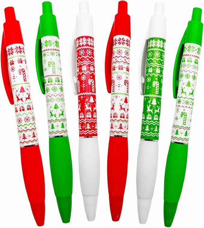 Holiday Smens - Candy Cane Scented Black Gel Ink Pens 6 Count, Stocking Stuffer Gifts for Kids School Supplies Party Favors Classroom Reward