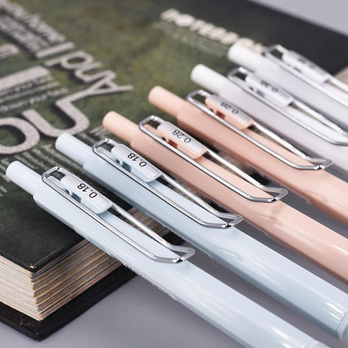 6pcs Gel Pen set, Black Ink Pens 0.18mm /0.28mm / 0.38mm Ultra Fine point Smooth Writing Pens with Silicone Grip, Retractable Cute Pens for Journaling NoteTaking sketching drawing stationery