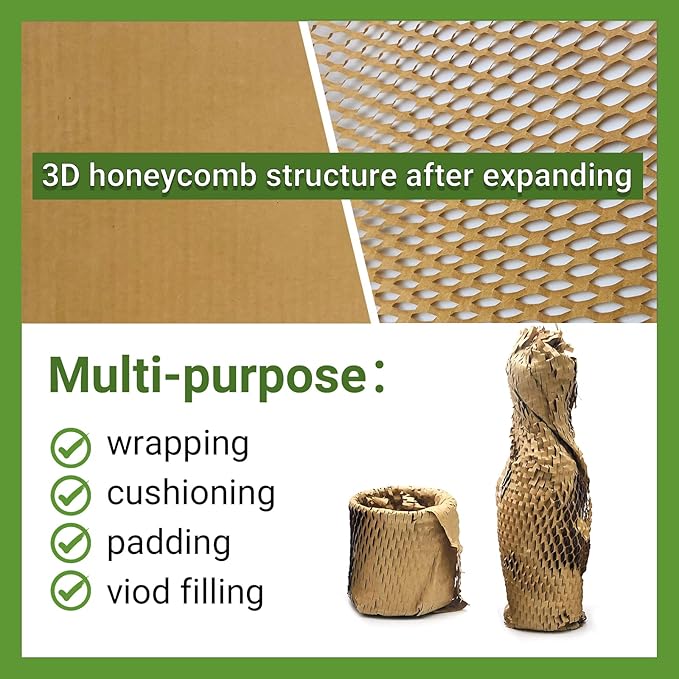 Moving Dish Packing Kit Plate Protector Sleeve, Packing Supplies for Dishes, Honeycomb Wrapping Paper Roll 15 inch *300 Feet Large Bubble Cushion Wrap Shipping Material for Fragile Items