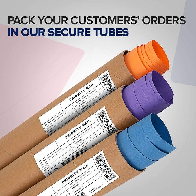 4" x 48" Reinforced Kraft Paper Mailing Tube, Pack of 1 Tube with 2 Caps – Secure USPS Approved Poster Tube – Made in USA Cardboard Tube for Shipping and Storing Posters, Prints, Artwork, or Documents