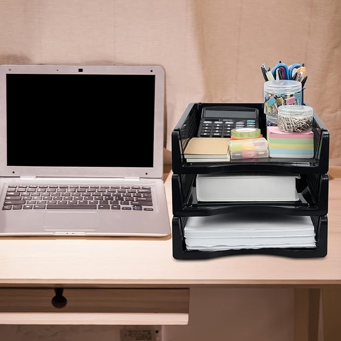 6 Layers Stackable Office Paper Tray, Plastic Stackable Letter Tray
