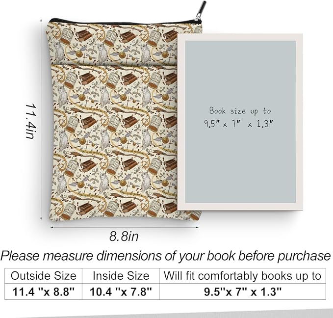 Magic Stuff Magic Owl Book Sleeve Book Cover Book Lovers Gifts Book Club Gifts Wizard Book Protector Book Gifts for Readers Women Magic Movie Fans Bibliophile Bookworm Mom Graduation Birthday Gifts