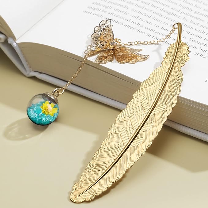 Metal Feather Butterfly Bookmark,Wedding Anniversary Retirement Birthday Gifts Teacher Christmas Gifts for Women Readers Girls Book Lovers,Thank You Teacher Appreciation Gifts Valentines Day Gifts