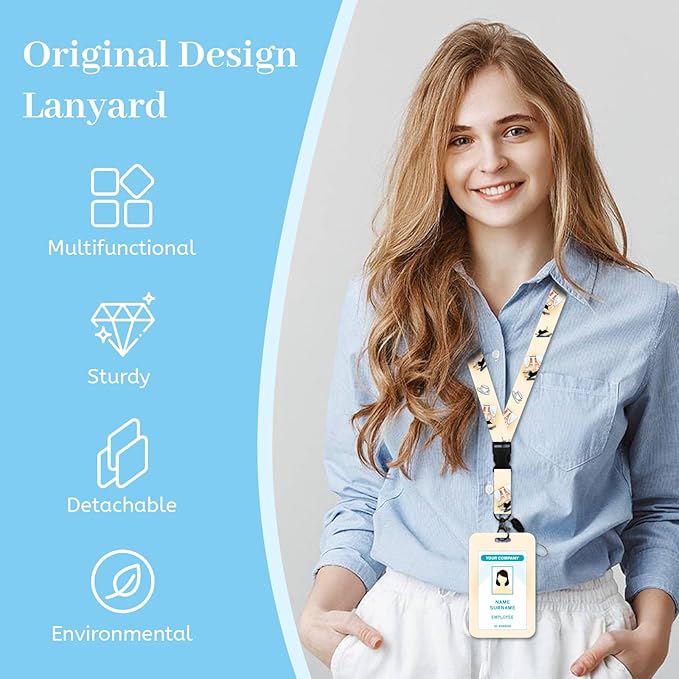 Lanyards for Id Badges, Black Cat Badge Holder with Retractable Reel Clip, Cute Work Name Tags Keychain Lanyard ID Card Protector Cover Case for Women Teacher Nurse Nursing Doctor Office