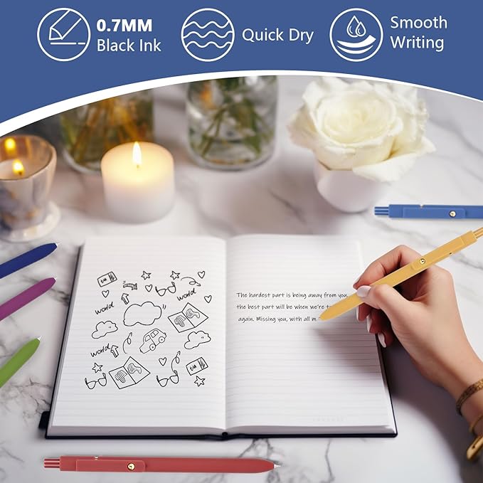 FIOVER 12Pcs Gel Pens, Fine Point Smooth Writing Black Gel Ink Pens for Journaling Note Taking, Cute Aesthetic Office School Supplies Gifts for Women(12PCS Black Ink)