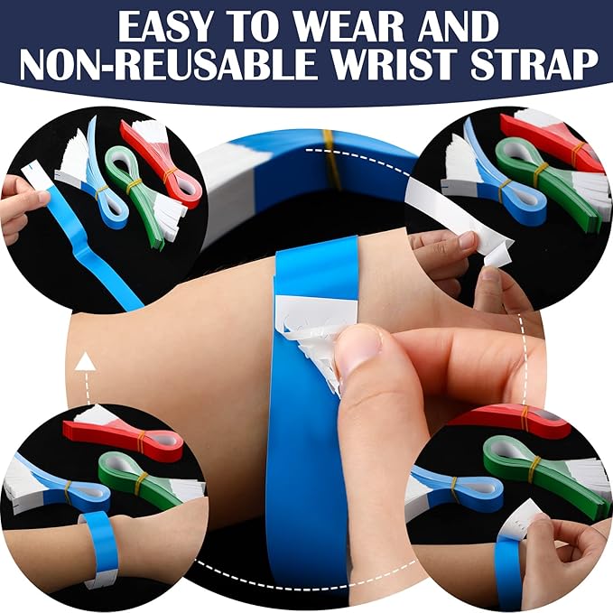 Epakh 600 Pcs Paper Wristbands Neon Wrist Bands Waterproof Handbands for Events Lightweight Concert Wristbands Neon Colored Adhesive Wrist Band for Party