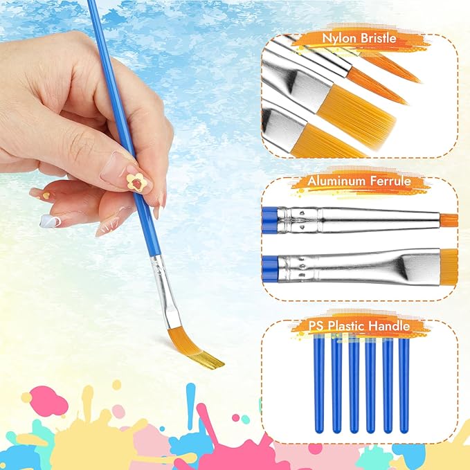 Small Paint Brushes Bulk, 88 pcs Nylon Hair Brushes, Flat Tip Round Acrylic Paint Brushes, Paint Brush Set, Artist Paintbrushes for Kids Adult Acrylic Oil Watercolor Canvas Face Nail Art Painting