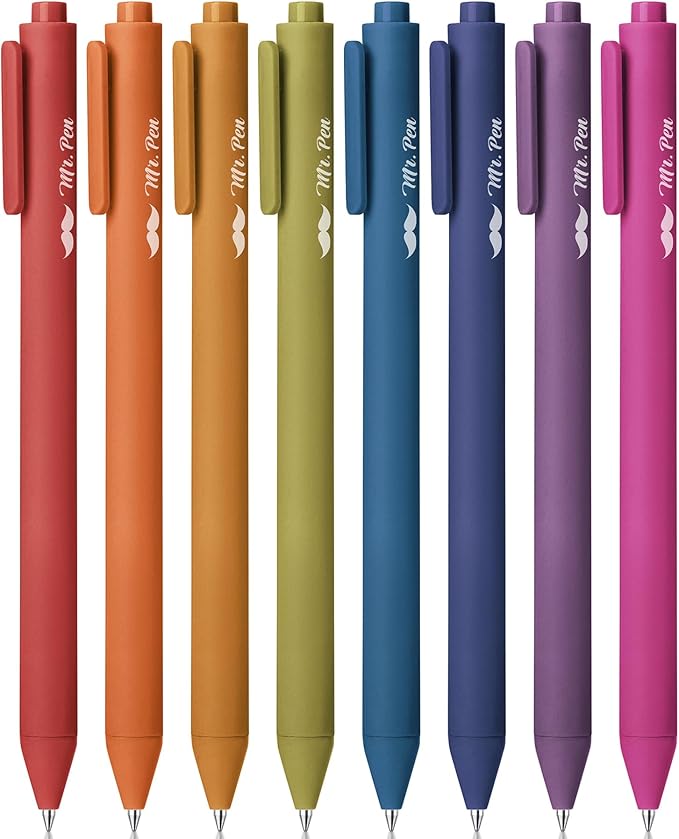 Mr. Pen- Retractable Gel Pens, 8 Pack, Unique Vintage Ink Colors Gel Pens Fine Point 0.7mm, Fast Dry Vintage Pen, Retractable Pens, Gel Ink Pens, Aesthetic Pens for Journaling Fine Tip Pens