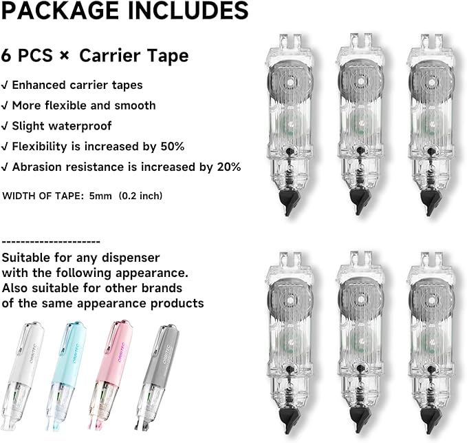 Correction Tape Refills, Carrier Tape for All the DU Series Refillable Correction Tapes, 6 Counts