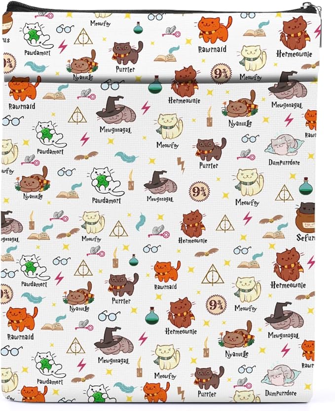 Magic Stuff Cat Gifts Book Sleeve Book Cover Book Lovers Gifts Book Club Gifts Wizard Book Protector Cat Lover Gifts Book Gifts for Readers Women Magic Movie Fans Librarian Graduation Birthday Gifts