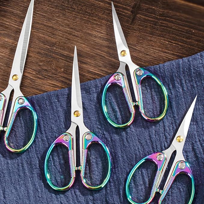 5" All Stainless Steel Office Scissors,Ultra Sharp Blade Shears,Sturdy Sharp Scissors for Office Home School Sewing Fabric Craft DIY Multipurpose Scissors Colorful