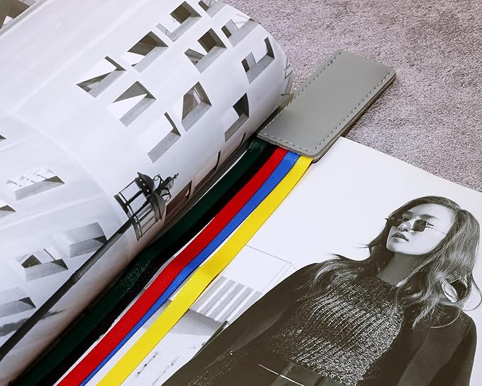 Bible Ribbon Bookmark Artificial Leather Multiple Page Marker with 5 Color Ribbons for Book Lover Reader Teacher Student Christmas Gift (Gray)