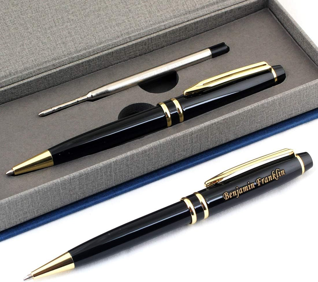 Free Engraving - Personalized Roller Ballpen, Ballpoint pen, Refillable Pens, Retractable Medium Refill Pen Black Ink, Custom Gifts for Men, Women, Classy Gift Box