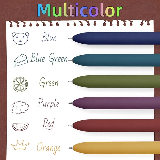 UIXJODO Colorful Pens, 6 Pcs Colored Pens Fine Point Smooth Writing Pens, 0.5mm Colored Ink Gel Pens for Journaling Note Taking Writing, Office School Supplies Gifts for Women (6 Pcs Gold Vintage)