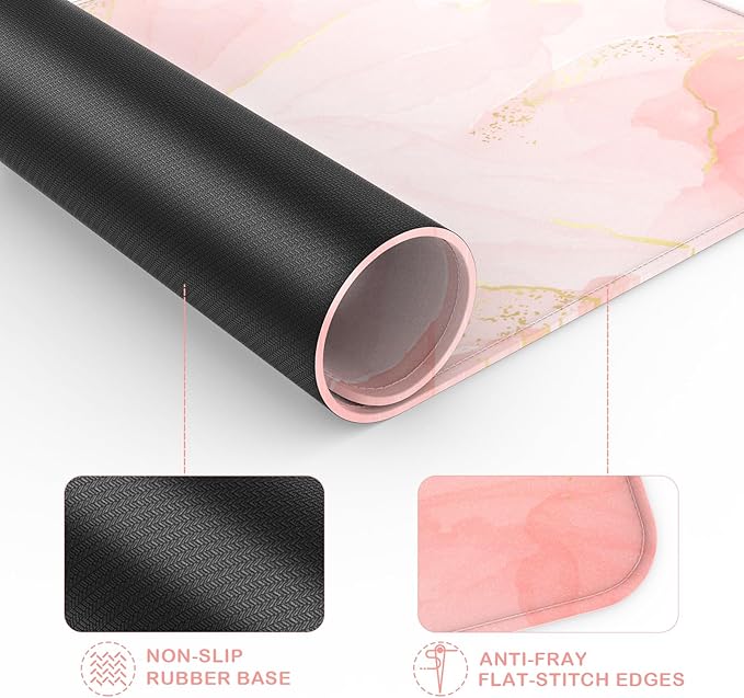 eulps Mouse Pad with Stitched Edge, Multiple Patterns Computer Mouse Pads with Non-Slip Rubber Base, Washable Cloth Mousepad, for Gaming, Laptop, PC (Blush Gold)