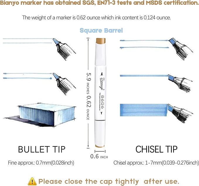Bianyo 72 Pastel Markers Alcohol Marker Set, Dual Tip Art Markers Set, Alcohol-Based Ink Permanent Marker with Premium Grey Bag for Adults, Kids, Amateurs, Coloring, Drawing, Outlining, highlighting