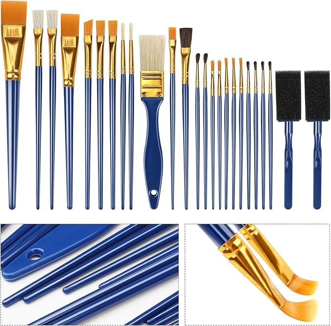 Painting Brushes, 25 All Purpose Paint Brushes Bulk Painting Brushes for Kids, Craft Paint Brushes for Acrylic Painting Oil Watercolor Gouache