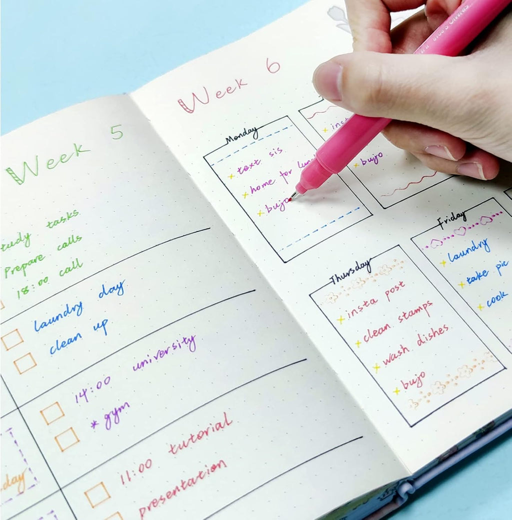 AECHY 8PCS Curve Highlighter Pen for Note Taking, Dual Tip Pens with 8 Different Curve Shapes & 8 Colors Fine Lines, Colored Curve Pens Set for Kids Journaling Back to School Supplies