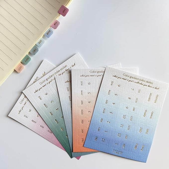 10 Sheets Monthly Adhesive Index Tabs Colorful Monthly Separator Tabs for Office Study Planners Organizations (Elegant)