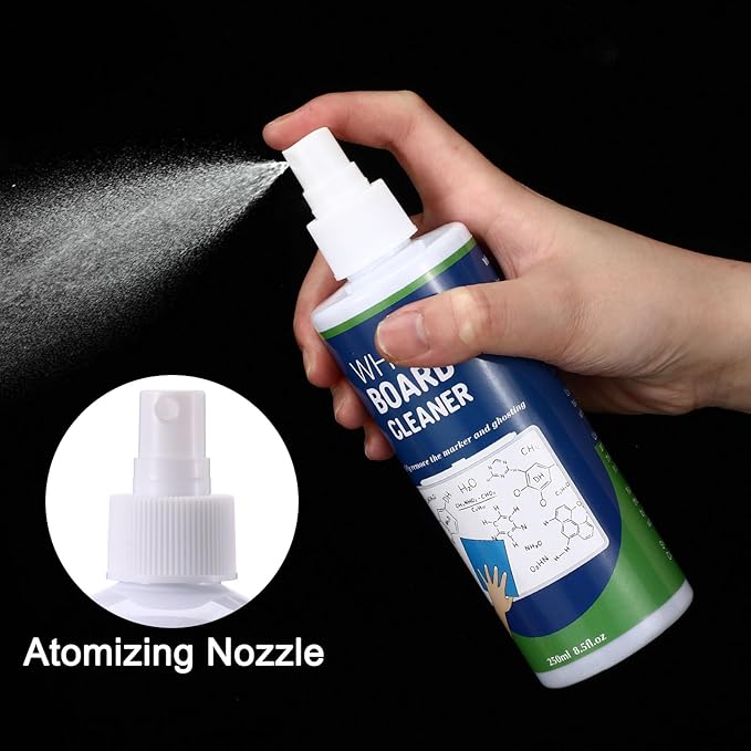 6 Pack Whiteboard Cleaner Spray 8.5oz - Dry Erase Board Cleaner with 4 Cloths - Non Toxic - Removes Stubborn Marks