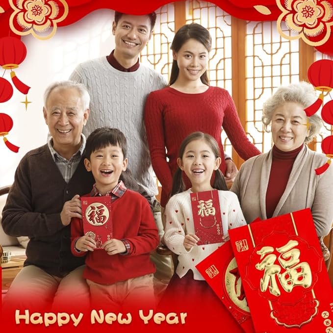 Red Envelopes Chinese, 72 Pcs Chinese New Year Red Envelopes 2025 Snake, Lunar New Year Envelopes, Good Fortune Red Pocket, Hong Bao, Chinese Luck Money Envelopes for Wedding Birthday Spring Festival