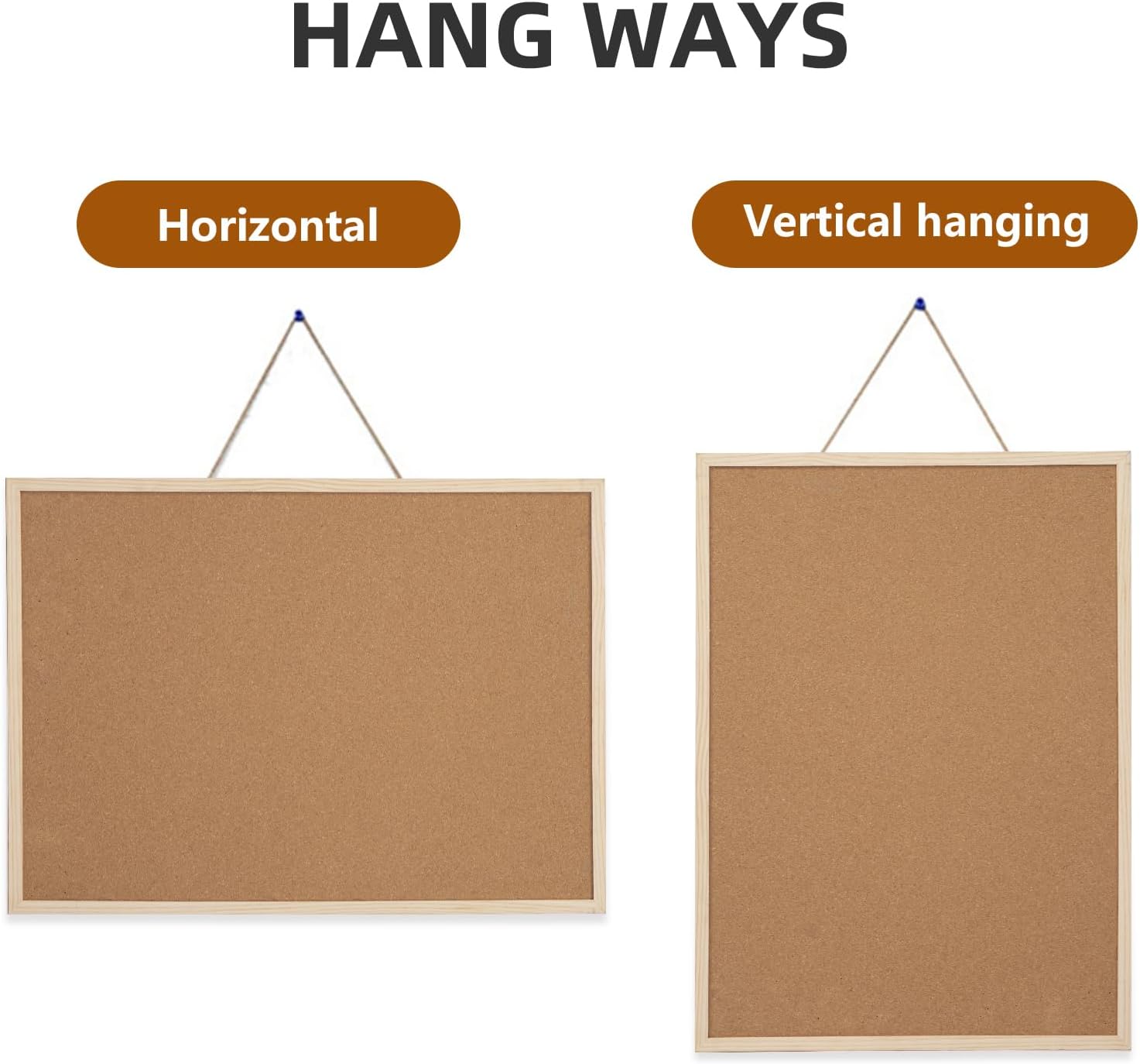 24” x 36” Cork Boards for Walls with Wooden Frame 1pack, Double Sided Office Board for Wall Organizer, Bulletins Board Decorative Hanging Pin Board for School, Home & Office, Notice Board Memo Board