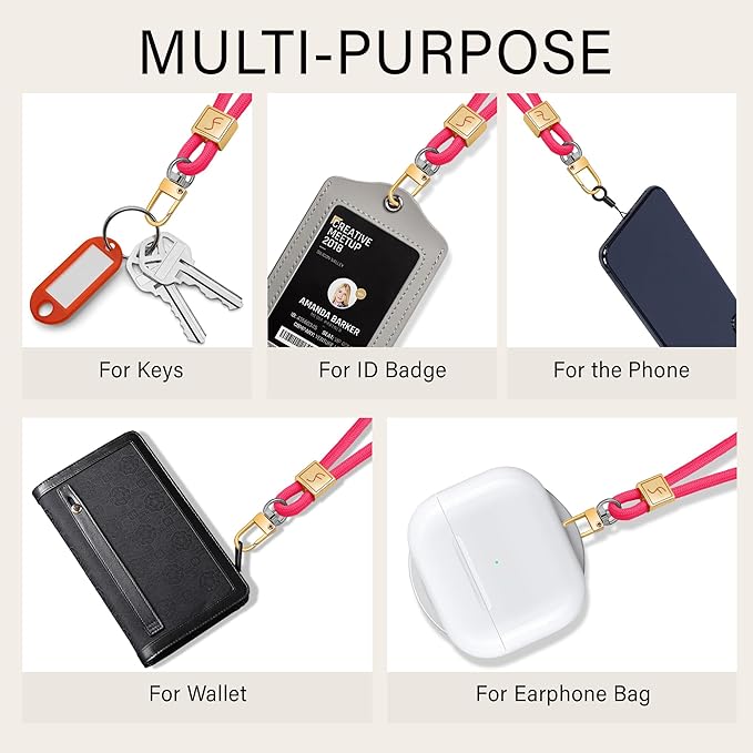 Fishent Keychain Wristlet lanyard, Cute Key Chain Holder, Upgraded Woven Wrist Lanyard for Keys, Wristlet Strap Keychain for Women Men Car Keys ID Badges Card Wallet Phone (Pink)