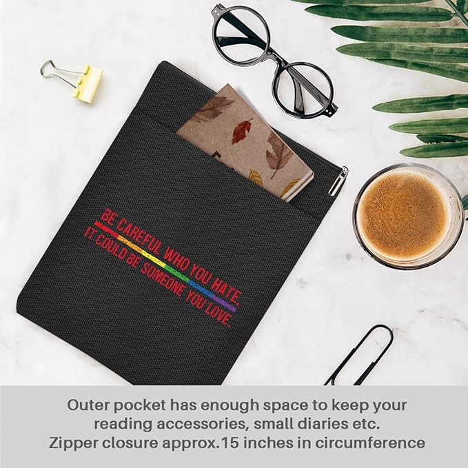 Book Themed Gifts Waterproof Book Sleeve Book Pouch LGBT Equality Rights Reading Gifts for Women Bestie Book Covers for Paperbacks Book Accessories Book Protector with Zipper and Front Pocket