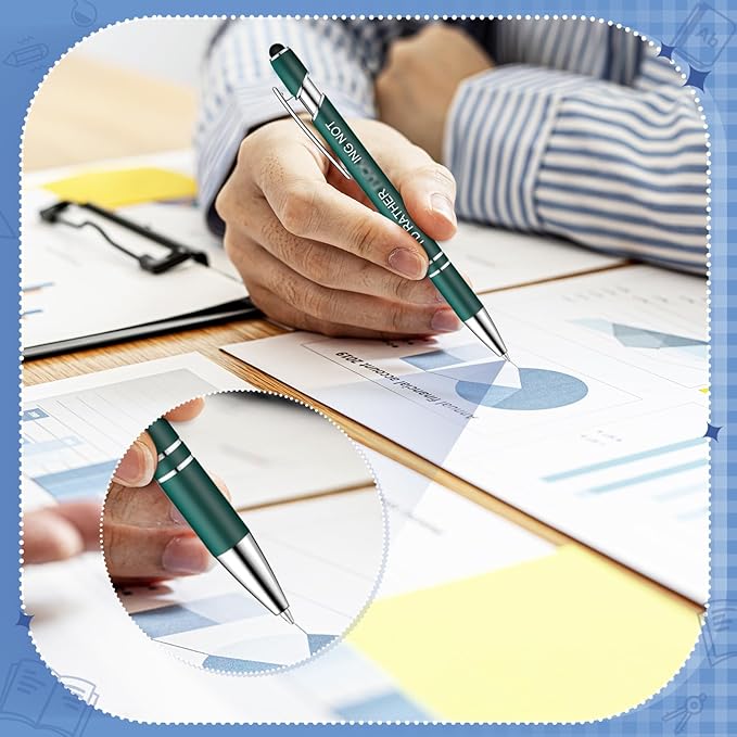 Zonon 12 Pieces Inspirational Pens Bulk Easter Basket Stuffers Motivational Quotes Ballpoint Pens with Stylus Tip Inspirational Gifts for School Office Teachers(Fancy Color,Funny Week)